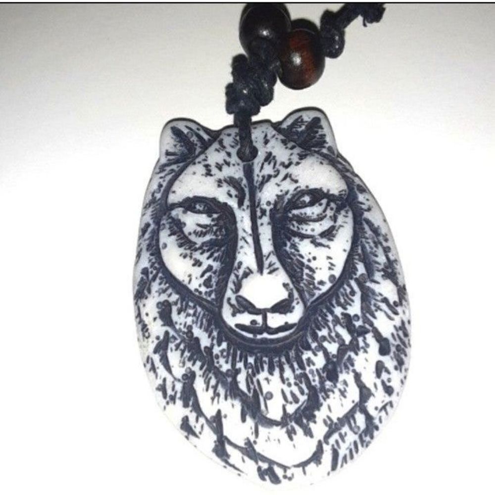 White unisex wolf Necklace